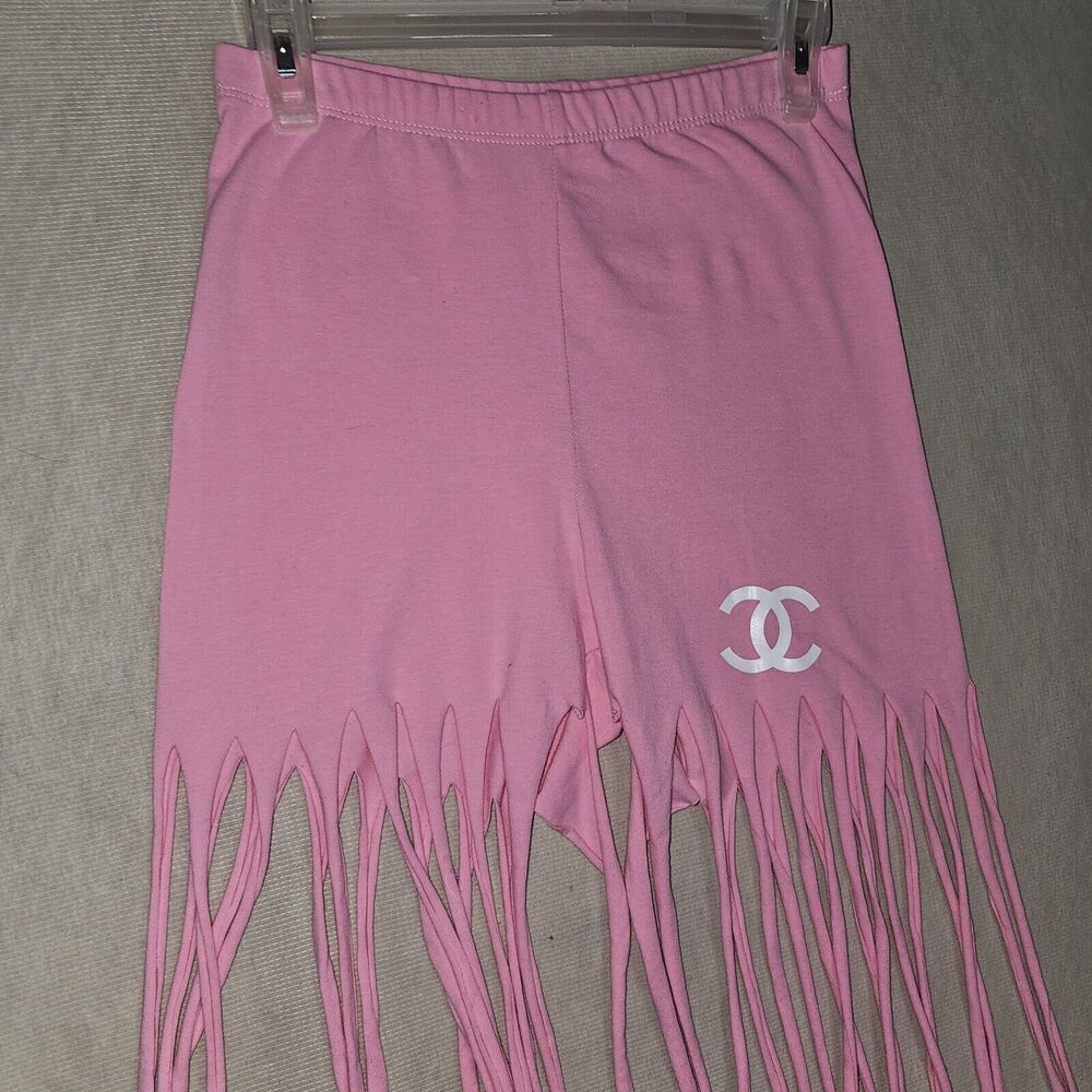 Fringe Shorts Pink Stretchy Unique Fun Party Club Clothes Legging Shorts Tassles